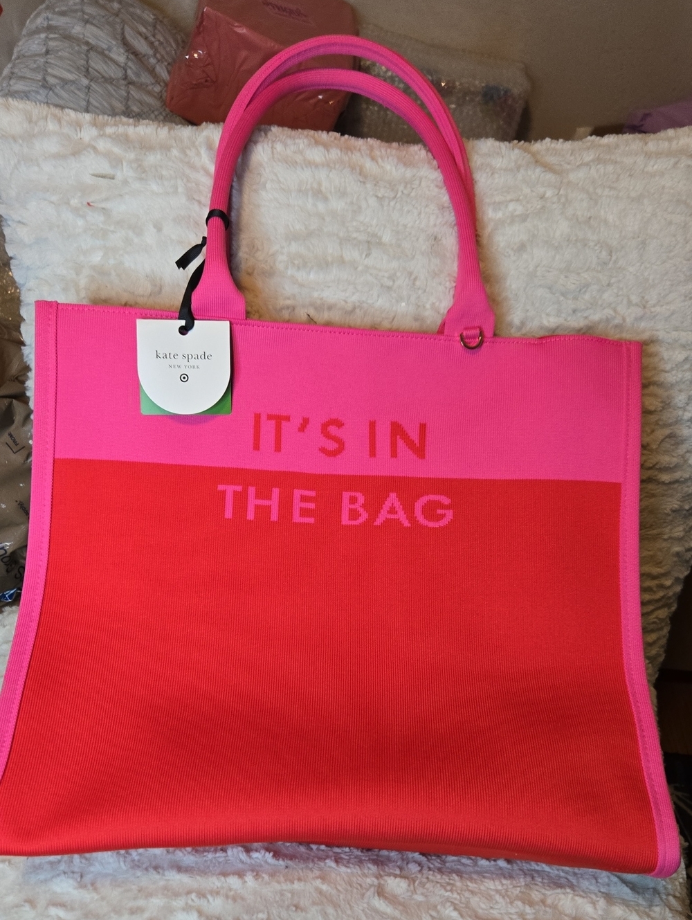 kate spade pink and red 'It's In The Bag' Tote NWT